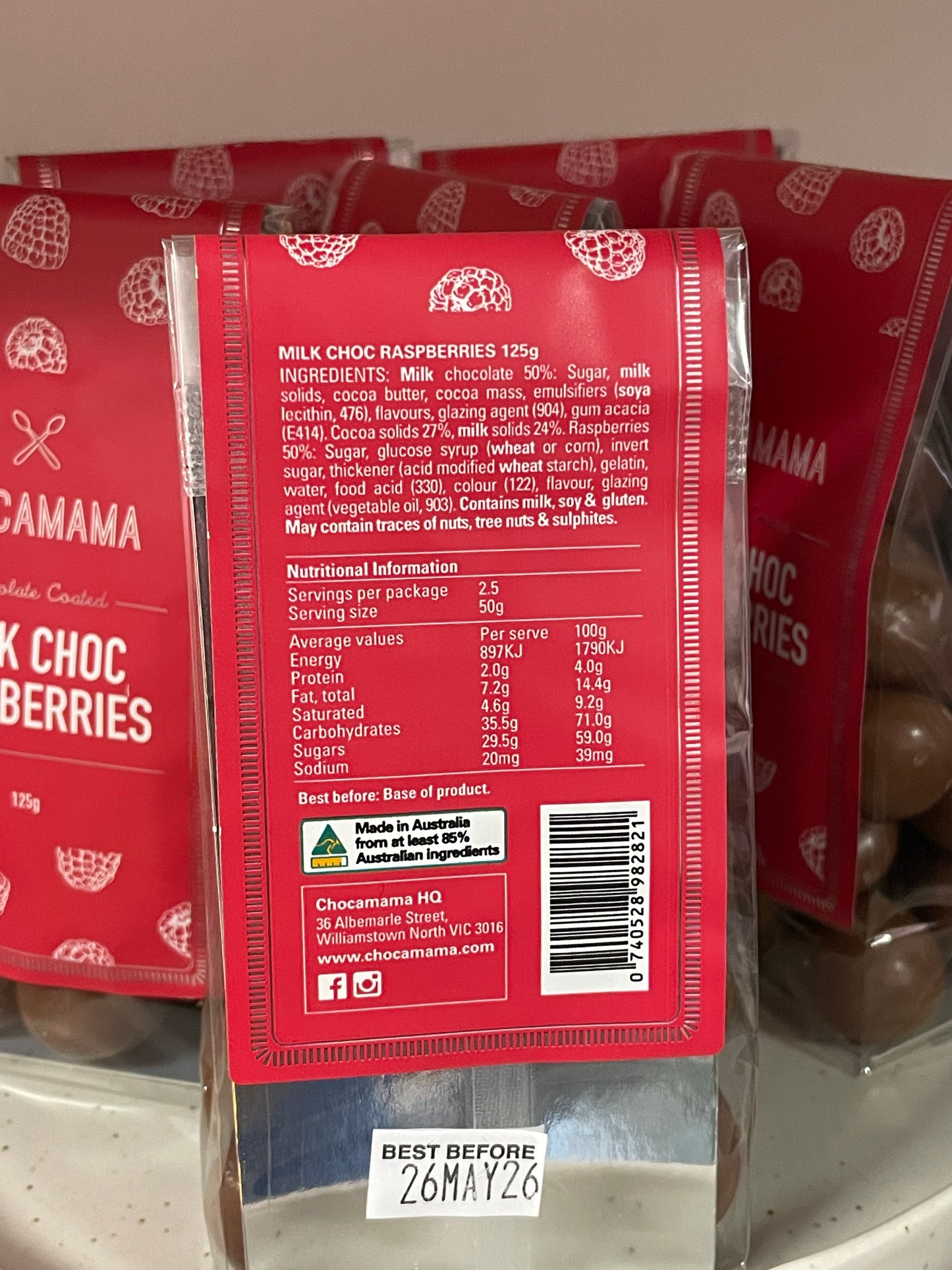 MILK CHOC RASPBERRIES