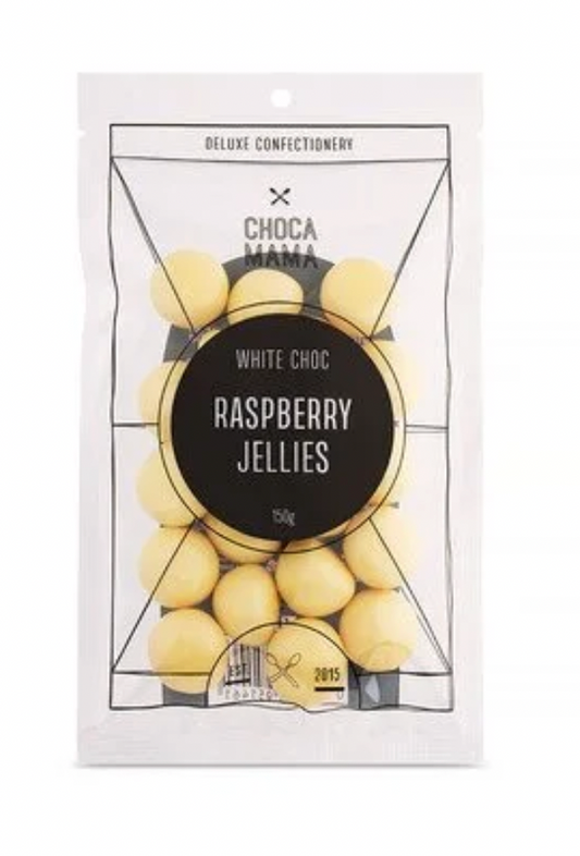 WHITE CHOC RASPBERRY JELLIES 150g